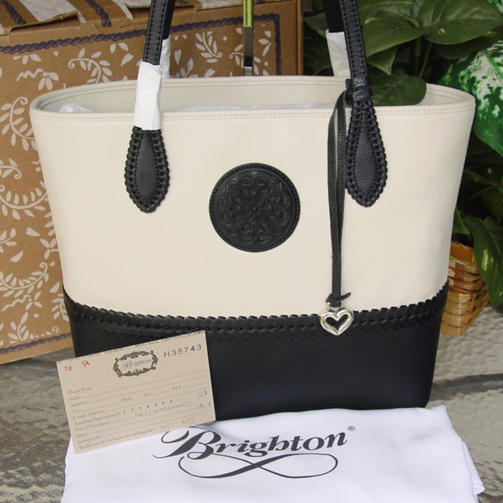 SOLD!!!   BRIGHTON BLK/WHITE FLAVIA FERRARA TOTE